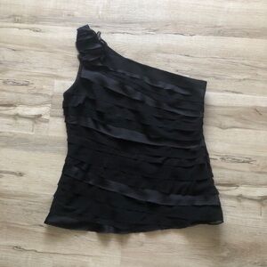 White House Black Market Black One-Shoulder Blouse